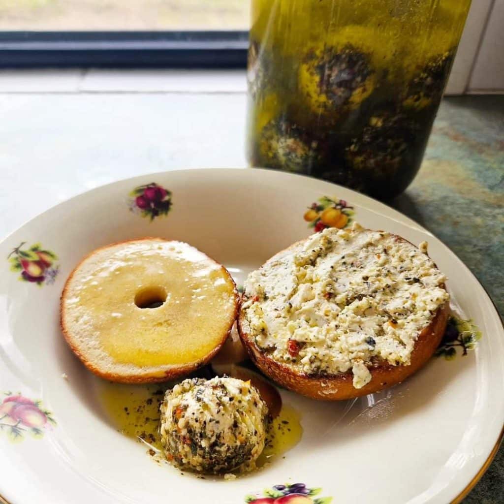 A simple homemade soft kefir cheese recipe. Kefir cheese on bagels.