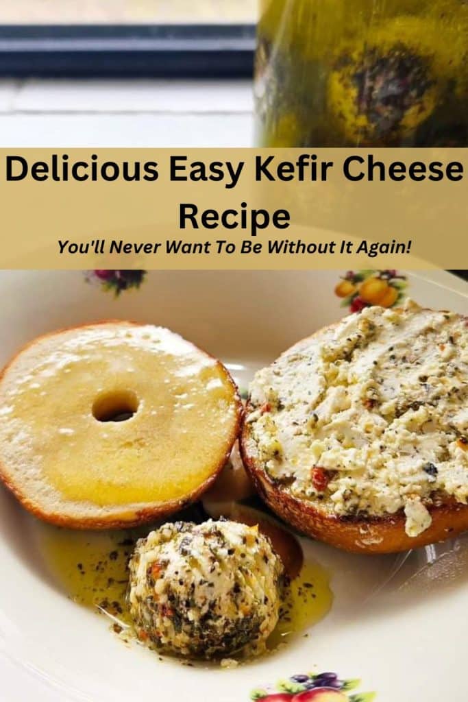 Milk kefir cheese turned into balls. Spread onto bagels.