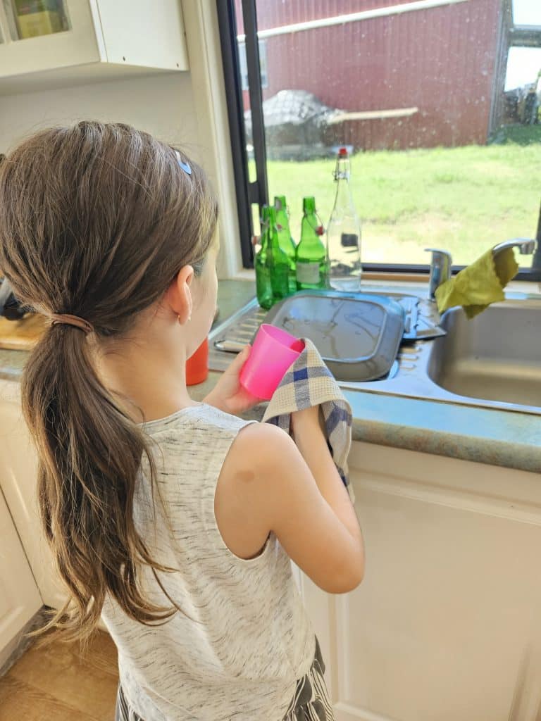 Kids helping with chores.