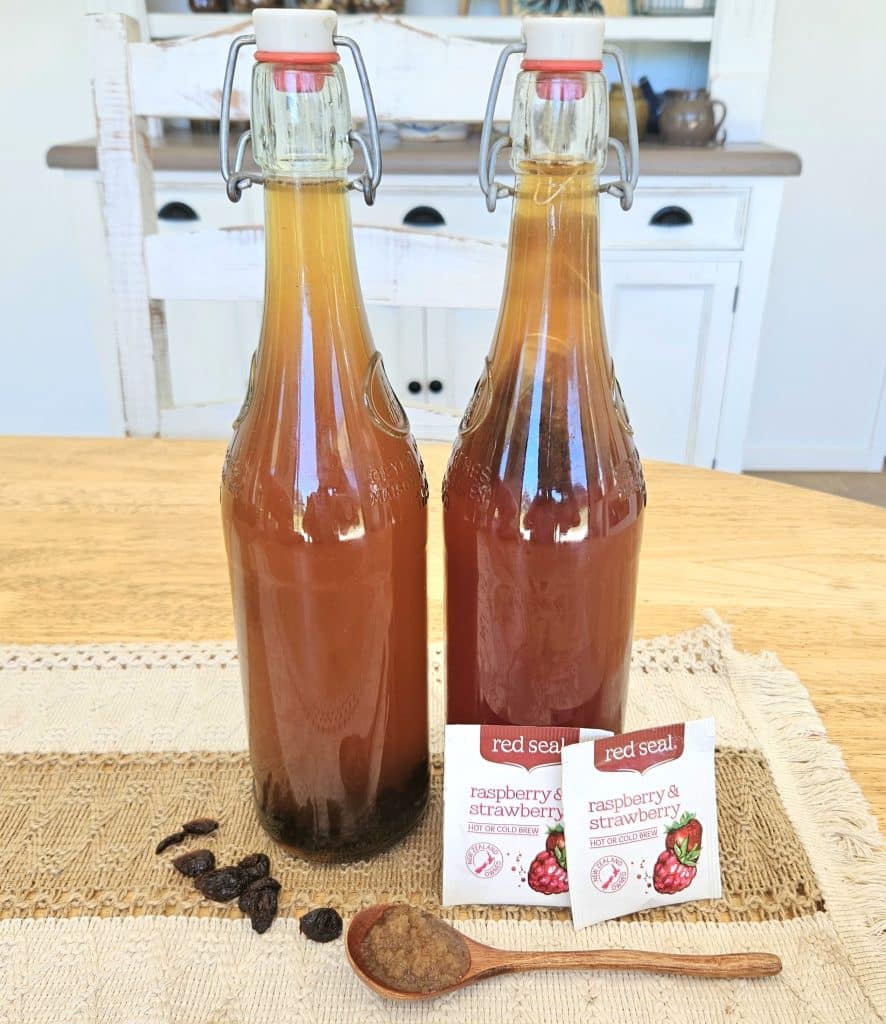 Water kefir soda using tea bags or dried fruit.