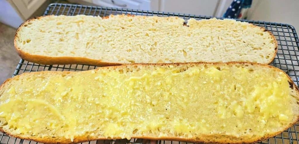 Sourdough French garlic bread.