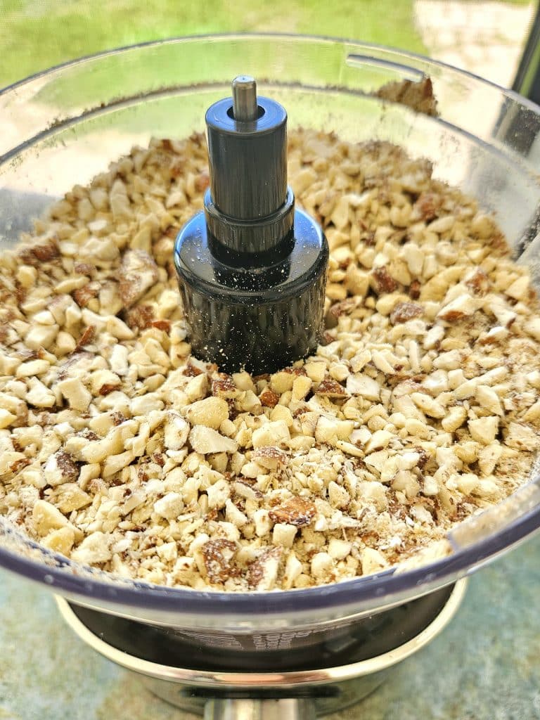 blended cashews and almonds for homemade granola.