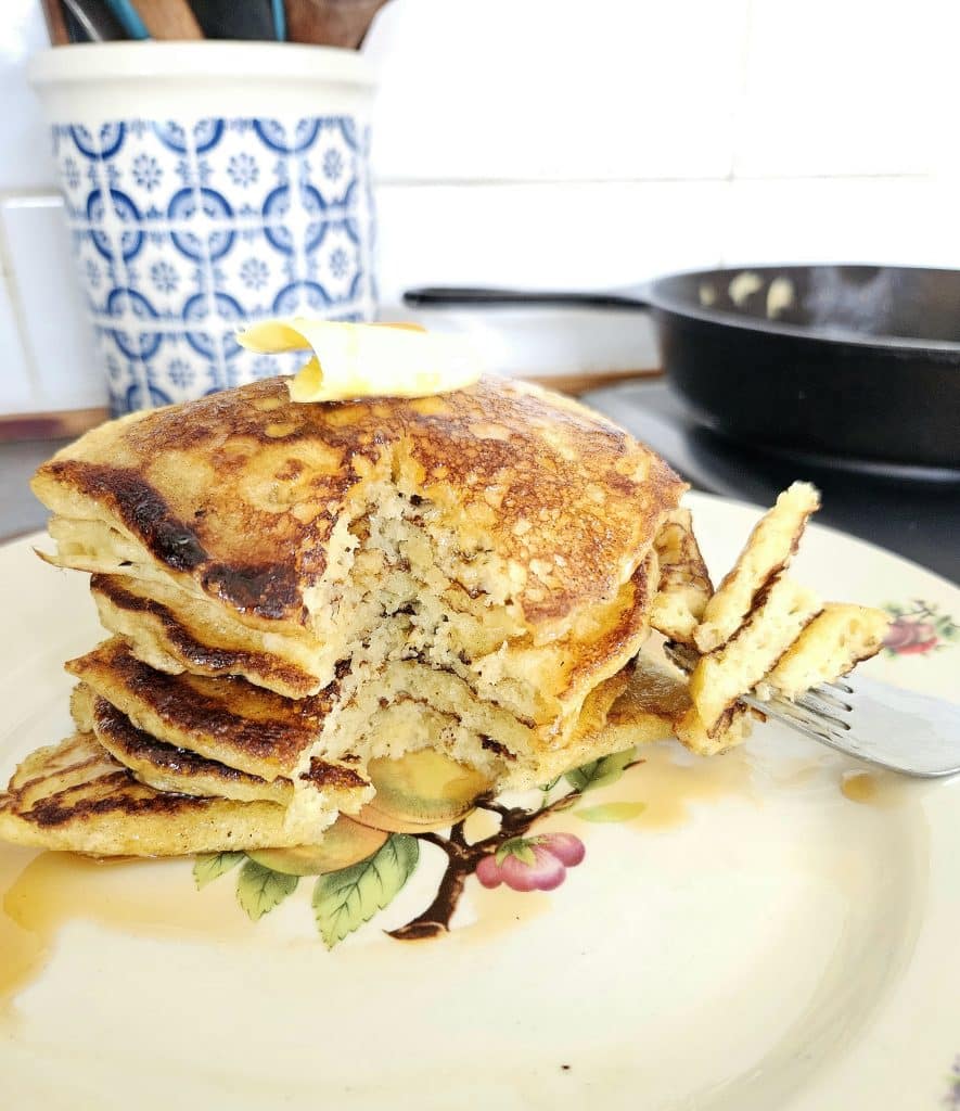 Fluffy sourdough discard pancakes.