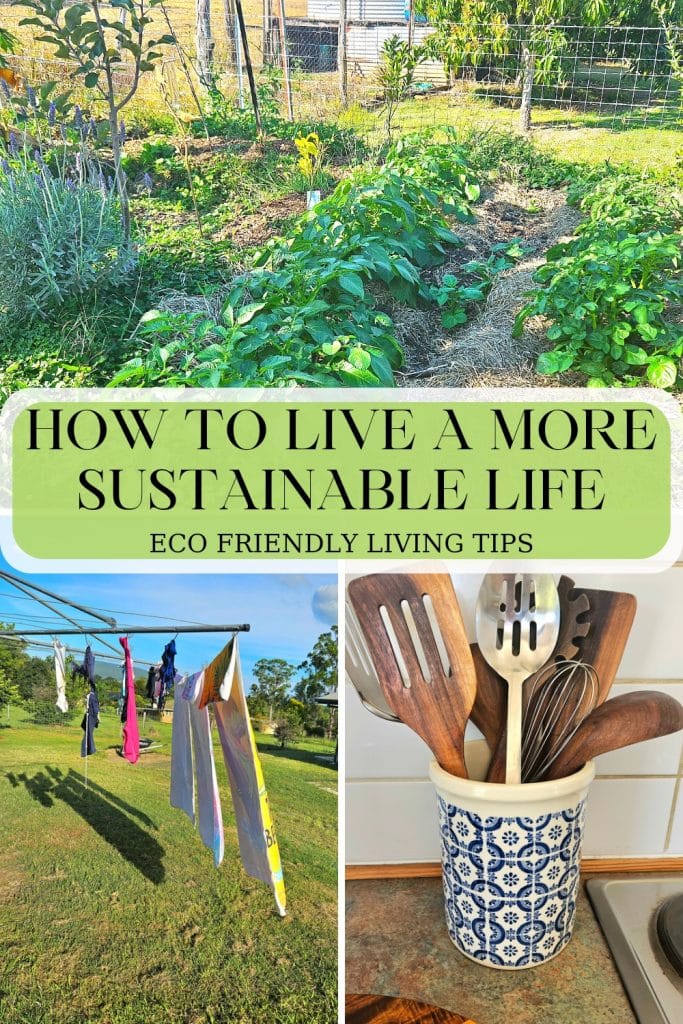 Sustainable gardening, kitchen utensils and hanging laundry to dry.