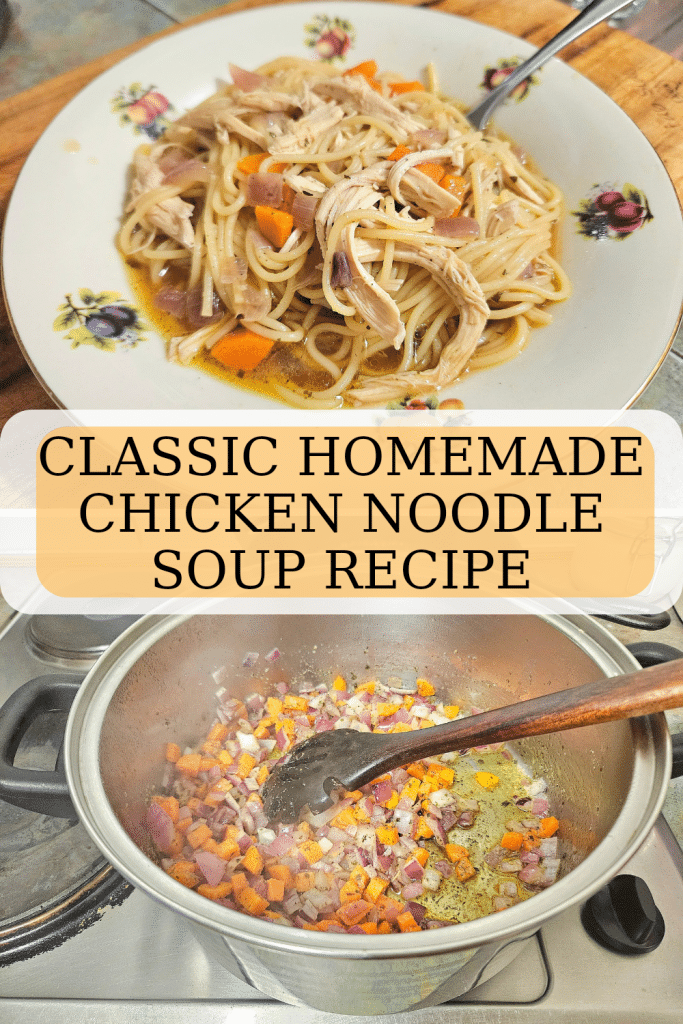 An easy homemade chicken noodle soup to comfort the body and soul. This nourishing soup can be made in less than 30 minutes!