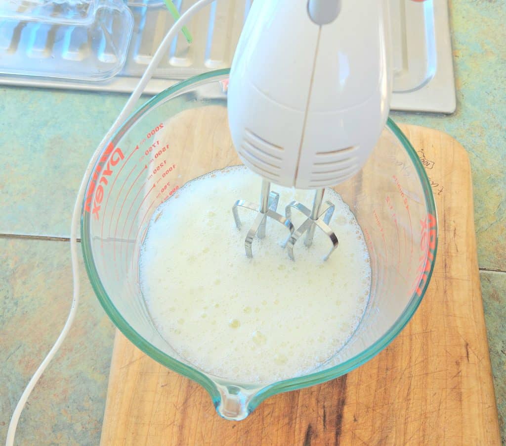 Foaming up egg whites to make healthy homemade marshmallow