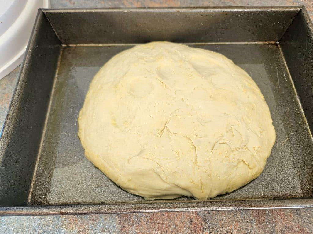 Sourdough focaccia ball resting.