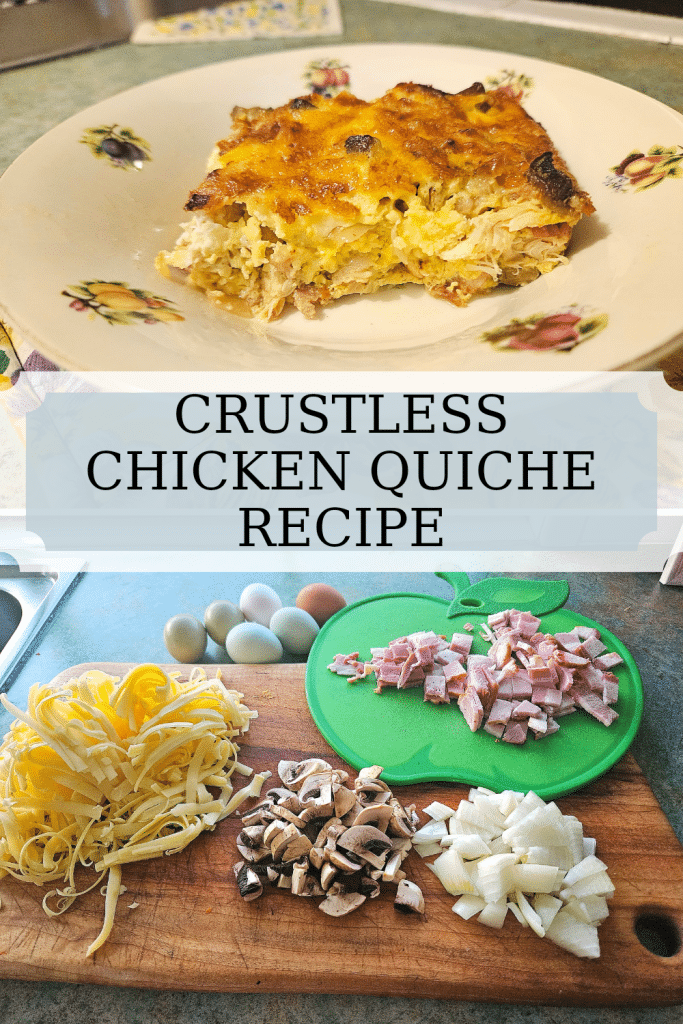 A delicious quiche recipe that is filled with tender chicken, sautéed vegetables, crispy bacon and cheese. An easy healthy meal option.