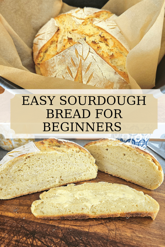 Beginner sourdough artisan loaf recipe. A delicious homemade bread. Soft on the inside and crunchy on the outside. 