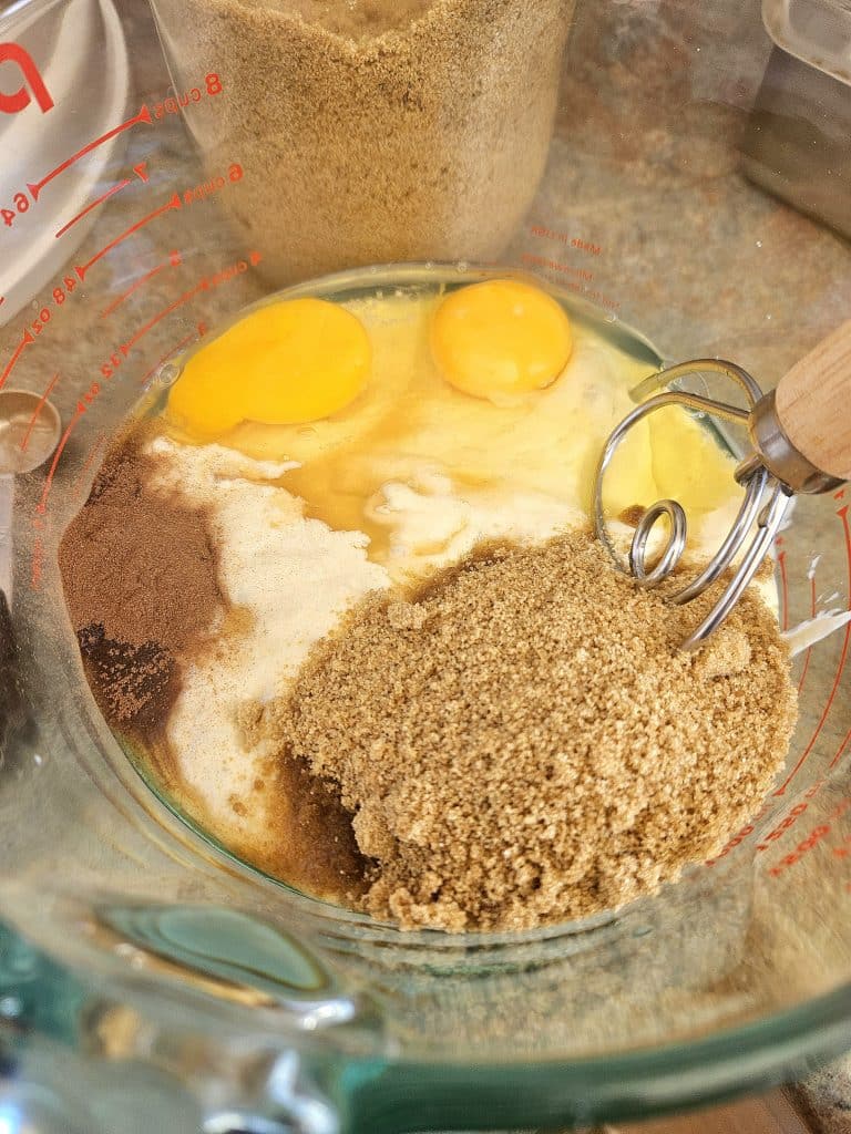 Sourdough discard apple loaf ingredients.