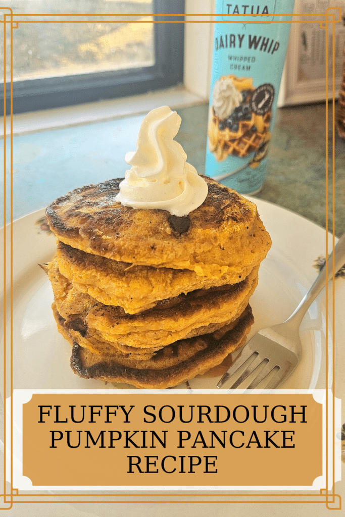 Easy homemade sourdough discard pumpkin pancake recipe. These pancakes are fluffy, with a slight pumpkin taste, great for an autumn breakfast.