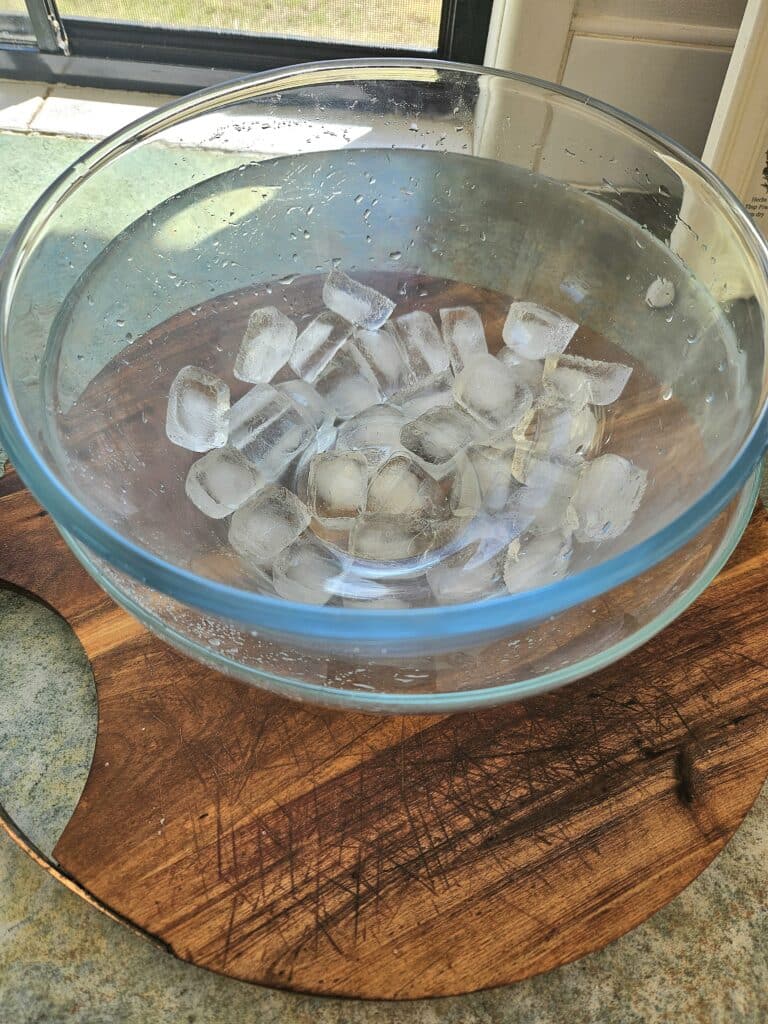 Ice and salt water for homemade ice cream.