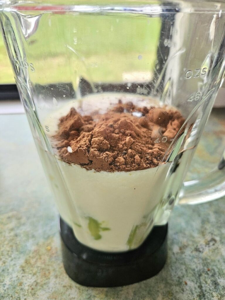 Chocolate Avocado Smoothie in blender.