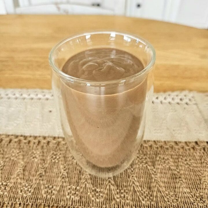 Creamy Chocolate Avocado Smoothie in a cup.