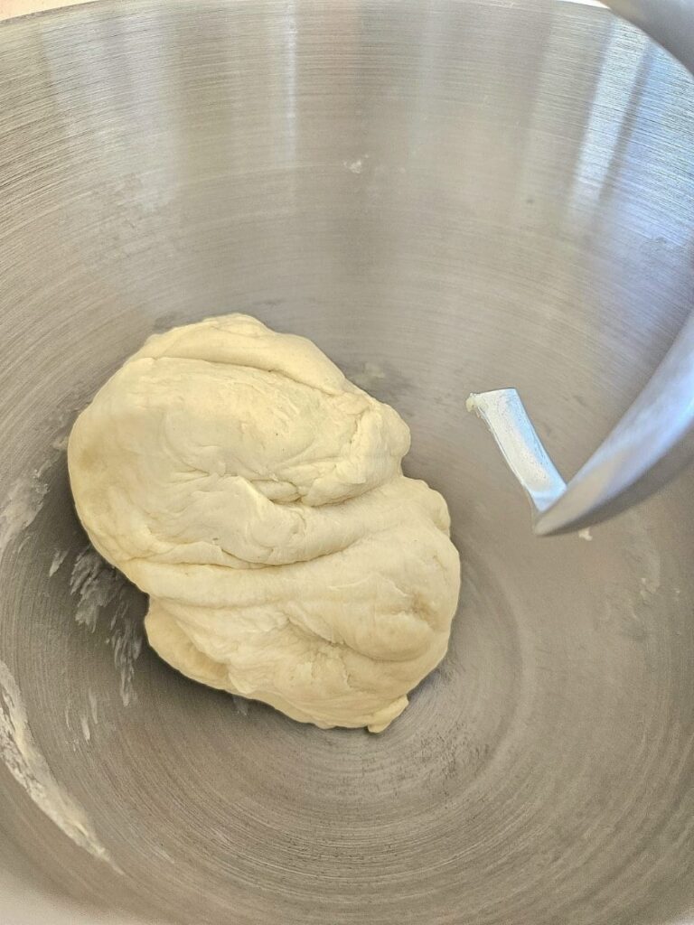 Leaving sourdough ball in the mixer bowl.