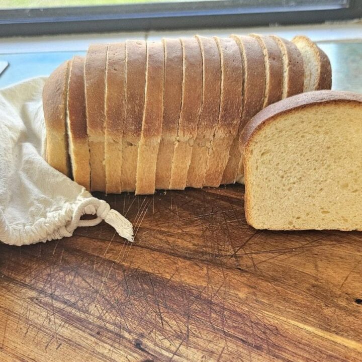 Soft homemade sourdough sandwich bread sliced.