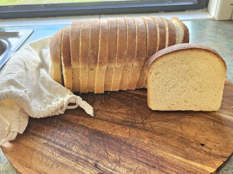 Soft homemade sourdough sandwich bread sliced.