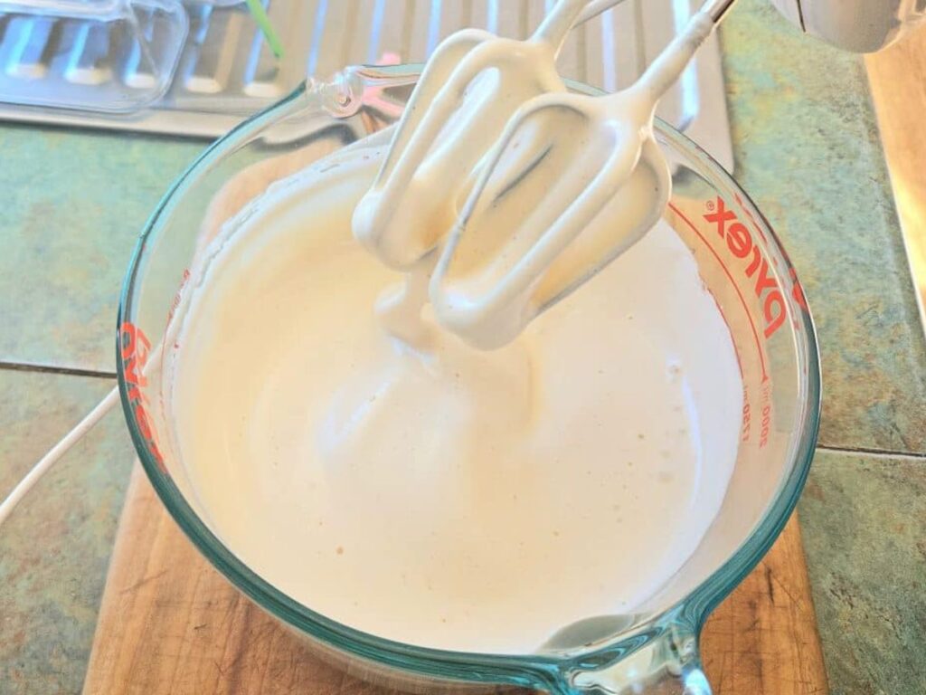 Thick egg whites ready to be poured.