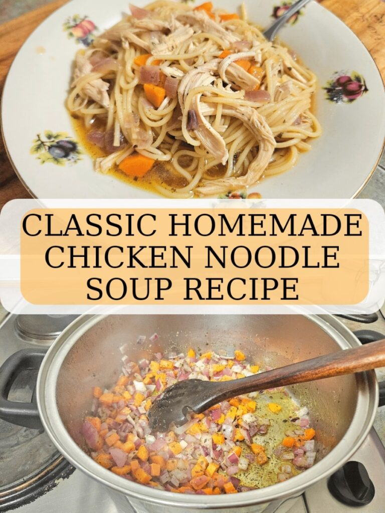 An easy homemade chicken noodle soup to comfort the body and soul. This nourishing soup can be made in less than 30 minutes!