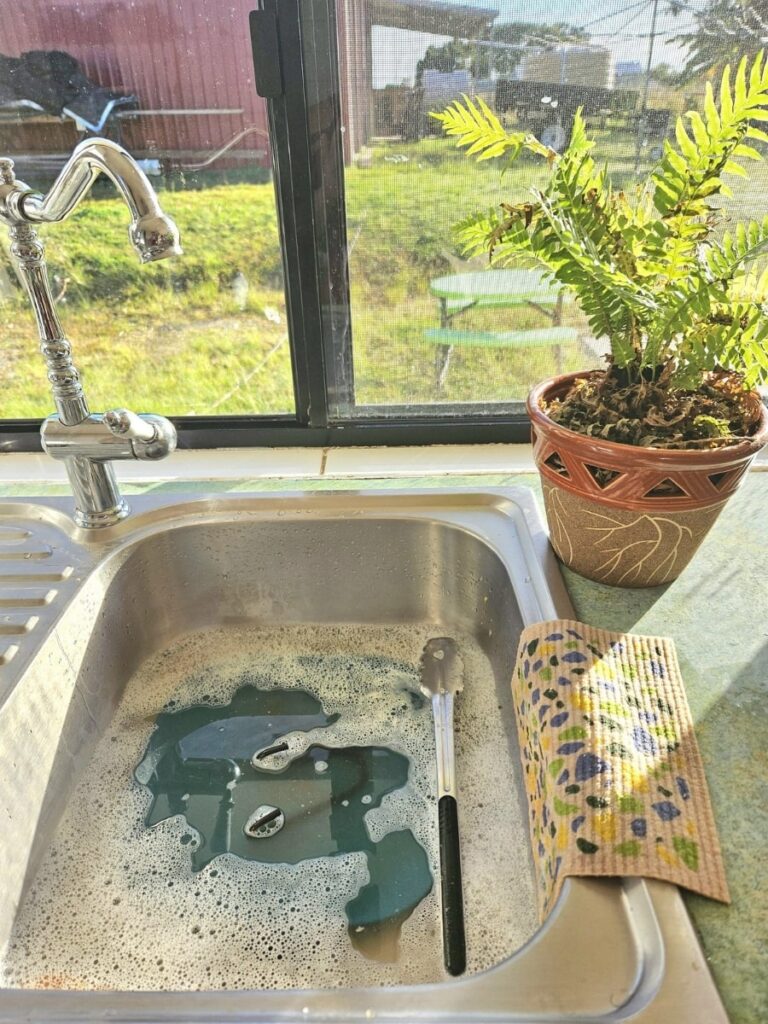 Peaceful spot for washing dishes.