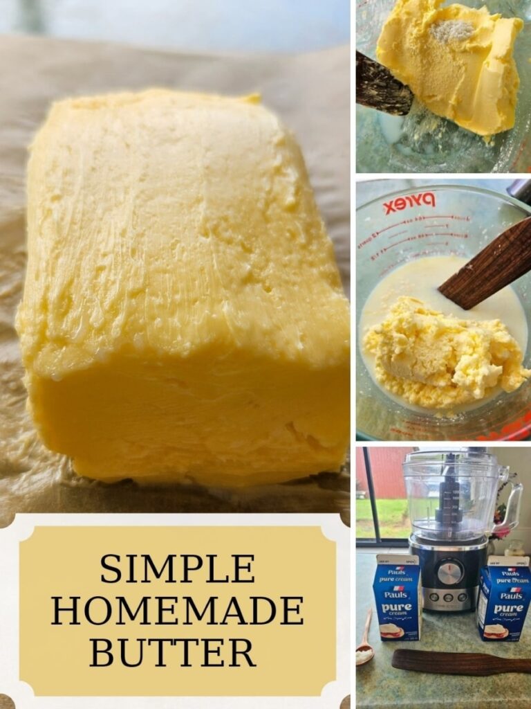 Learn how easy it is to make your own homemade butter from scratch. An easy butter recipe that taste great and stores well.