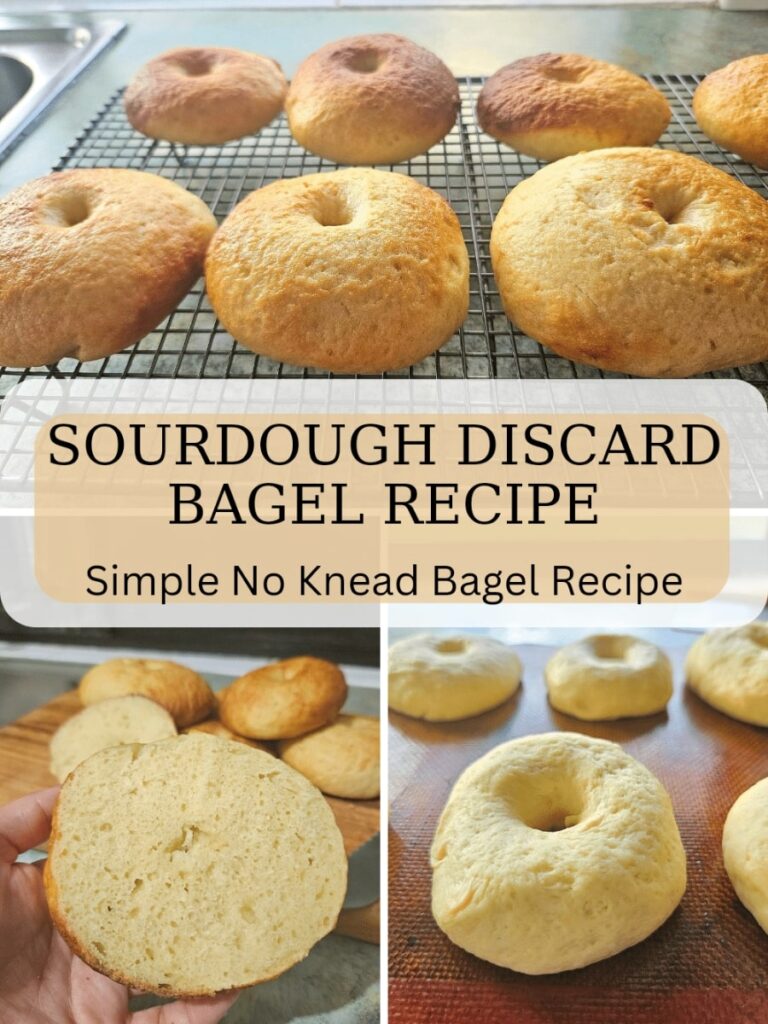 An easy homemade sourdough discard bagel recipe. You will love this chewy no knead simple recipe. Great for breakfast, lunch or as a snack.