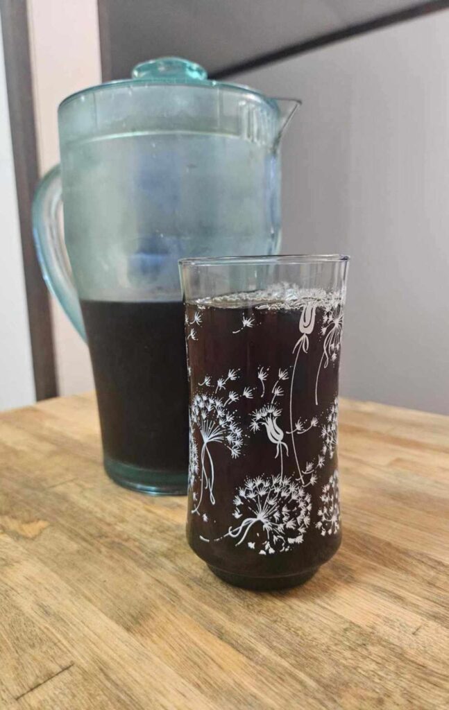 Iced tea served in a pitcher.