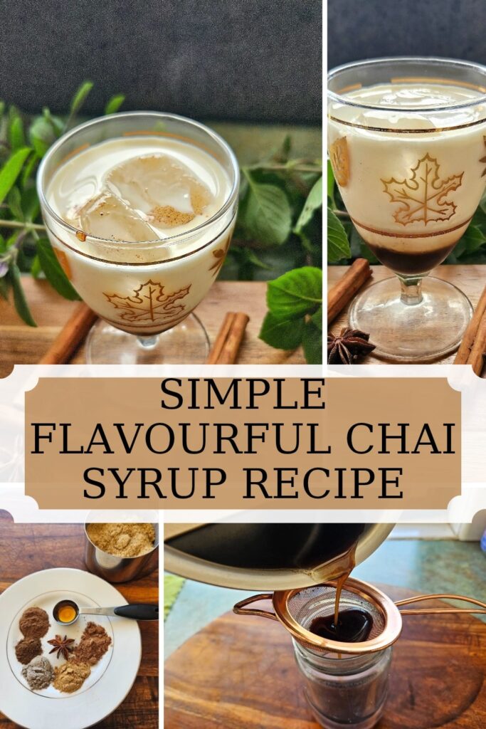 A super simple, flavourful chai syrup recipe that is easy and quick to make. Use this syrup to make delicious hot or cold drinks at home!