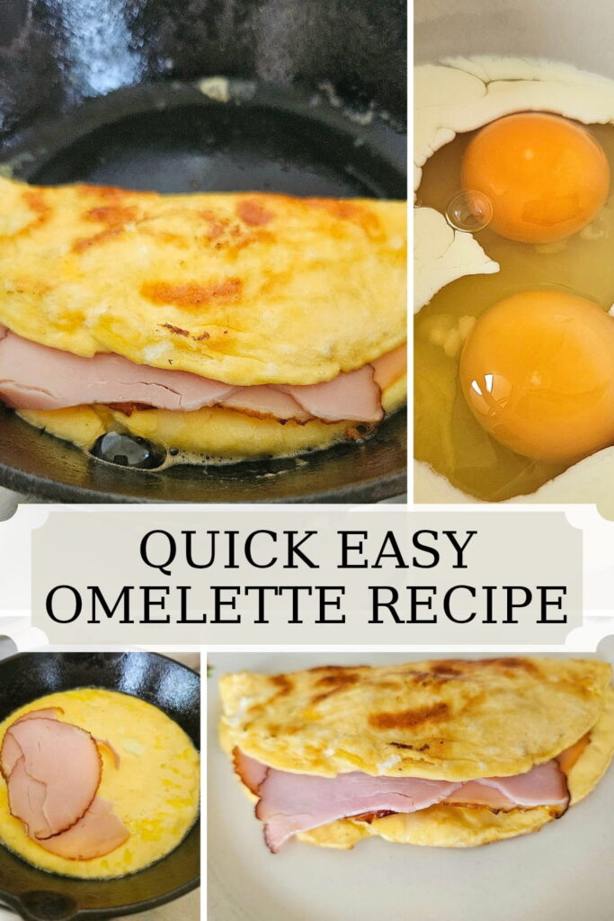Simple fluffy and flavourful omelette recipe. You can easily fill it with sliced deli meat and cheese or precooked vegetables like mushrooms!